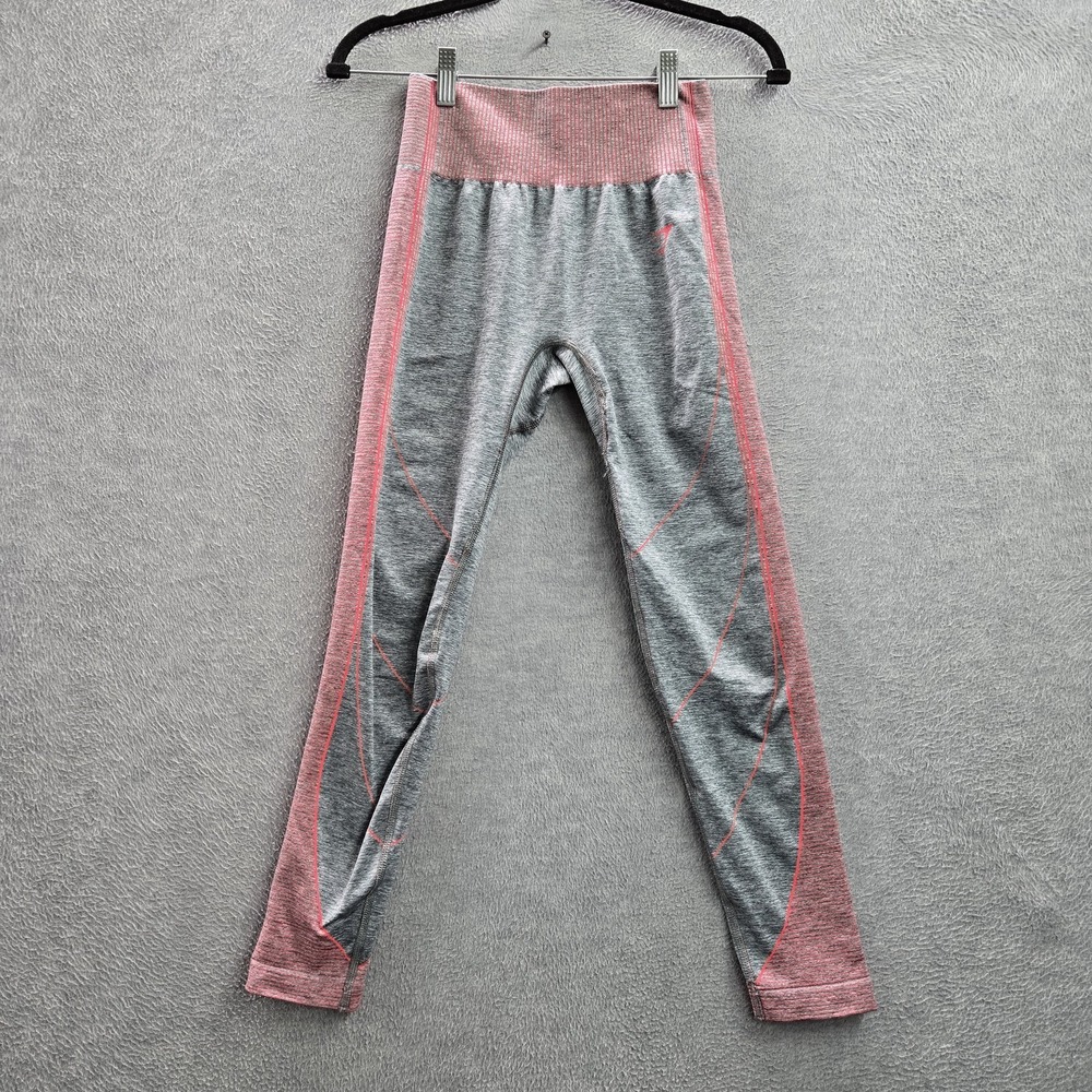 Gymshark Women Activewear Pants M Gray Nylon Polyester Colorblock‎ Yoga Legging